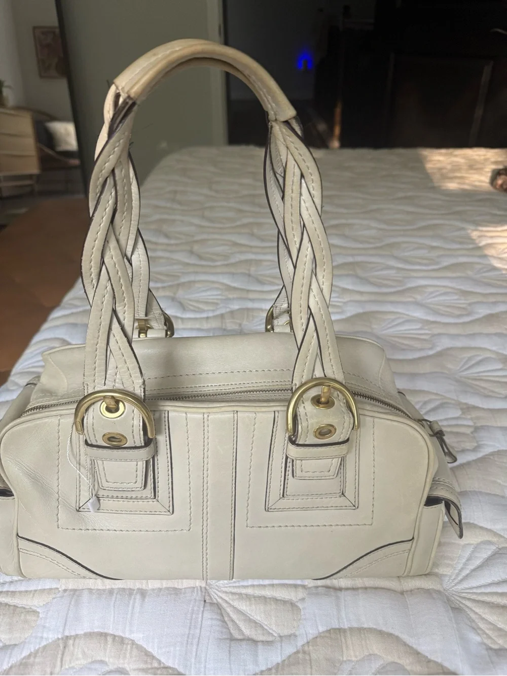 Coach Mia Satchel 10048 – Bone Glove-Tanned Leather | Rare Y2K Coach
